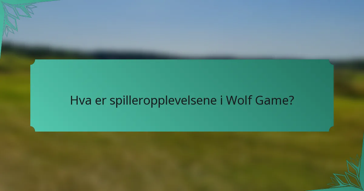 Hva er spilleropplevelsene i Wolf Game?