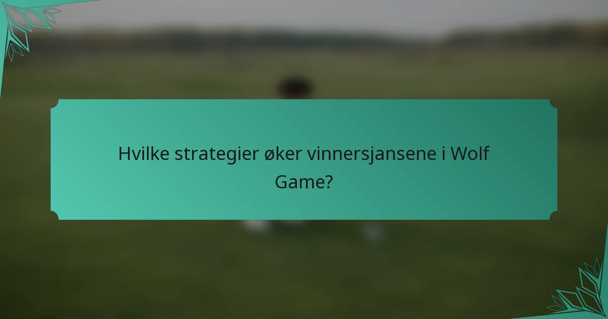 Hvilke strategier øker vinnersjansene i Wolf Game?